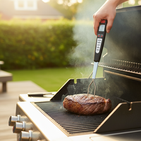 Termometer Makanan Digital LCD SHENWEI ABS Garpu Daging Barbekyu Pegangan Tangan Jarum Ganda