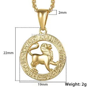 High Quality 12 Constellations Pendants Astrology Charms 12 Zodiac Charms Gold Color Alloy Necklaces