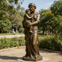 Sculpture en bronze grandeur nature mère et enfant, OEM ODM, sculpture réaliste en bronze à double figure pour parc extérieur