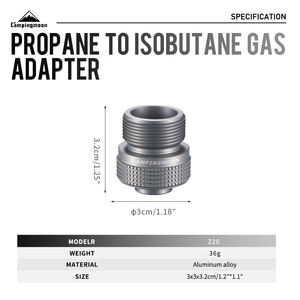 Adattatore per valvola fornello a <span class=keywords><strong>gas</strong></span> butano personalizzato Campingmoon Silver, adattatore portatile per cartuccia serbatoio <span class=keywords><strong>gas</strong></span> da campeggio all'aperto - Product Image 2