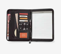 Porte-documents en cuir PU avec fermeture éclair, logo personnalisé, organisateur de documents, 30 pages, cadeau d'entreprise promotionnel