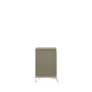 Mesita de noche de 2 cajones de estilo nórdico y lujoso DB, madera de acacia y pino moderna con detalles espejados para apartamento o dormitorio - Product Image 3