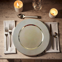 Assiettes de présentation sophistiquées Woju de 13 pouces en plastique argenté, électroplaquées, pour buffet, hôtel et restaurant
