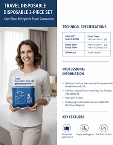 Draps de lit jetables en matériau SMMS PP, ensemble de trois pièces (drap, housse de couette, taie d'oreiller), draps de lit jetables anti-acariens - Product Image 4