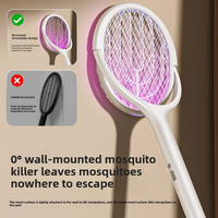 Lampe anti-moustiques électrique rechargeable 2-en-1 pliable, tue-insectes portable avec lumière rotative à 180° en PP pour la maison