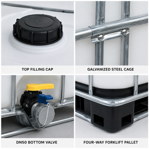 Réservoir de stockage de liquides en acier inoxydable SUS304 de 1000 L avec cadre en acier galvanisé et palette pour chariot élévateur - Product Image 5