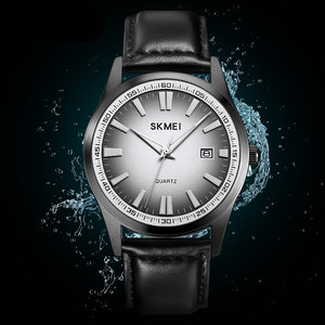 SKMEI <span class=keywords><strong>1986</strong></span> Đồng hồ thạch anh Nam Mặt số màu xám lớn 3Bar phong cách kinh doanh không thấm nước lịch Tính năng da thường cửa sổ kính - Product Image 2
