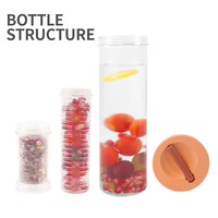 En gros logo personnalisé en plastique jus bouteille d'eau infuseur de fruits avec paille