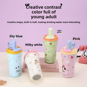 Nuova tazza di paglia di cartone animato carina in acciaio inossidabile 316 con isolamento in acciaio inossidabile per sport all'aria aperta regali di lavoro sottovuoto - Product Image 3