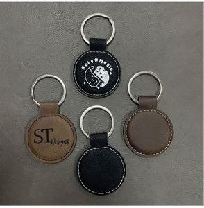 Luxury Rectangle Circle & Oval Shape Keychains Laserable Leatherette PU Leather Keyring Fashionable Metal Engraving Keychains - Product Image 2