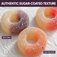 Sugar Coated Ring Starch Gummy Candy Multicolor Fruit Flavor Soft Chewy Donut Starch Gummy Sweet Sour Candy for Kids Wholesale