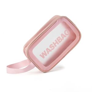 Wholesale Custom Clear Pink Waterproof <b>Make</b> <b>up</b> <b>Pouch</b> Washbag Transparent PVC Zipper Cosmetic Toiletry Bag for Women and Girls - Product Image 3