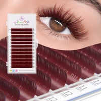 Extensions de cils GLAMLASH colorées : bleu lac, lavande, cannelle, vert foncé, matcha, gris naturel, faux cils colorés, bordeaux