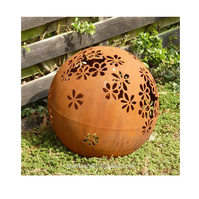 Corten Steel Garden Hollow Metal Sphere Ornament