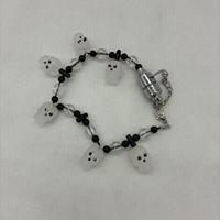 Bracelet lumineux LED crâne perlé, bijou de poignet squelette pour Halloween, accessoire effrayant pour fête cosplay