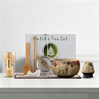 Ensemble de thé matcha, bol en céramique avec motif de chat, support pour fouet en bambou, cuillère, tamis, boîte cadeau pour cérémonie du thé, emballage personnalisé