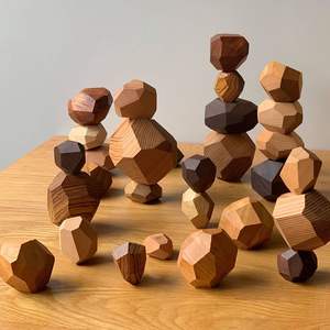 Bloques de Construcción de Madera Coloridos para Niños, Juego Educativo de Piedras Apilables con Temática de Animales y Naturaleza - Product Image 2