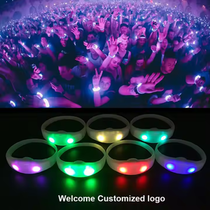 RICHSHINING <span class=keywords><strong>DMX</strong></span> uzaktan kumandalı LED bilezik konser parti için özel Logo ses aktif silikon bileklik için bts olaylar - Product Image 2