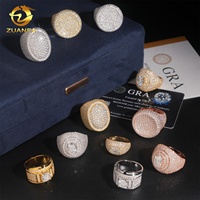Bague Hip Hop en Moissanite Entièrement Sertie pour Hommes, Prête à Expédier, en Argent Sterling 925, Bague Diamant pour Hommes, Testée par un Testeur