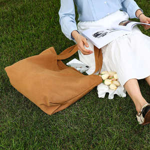 กระเป๋าผ้าแคนวาสพร้อมโลโก้ที่ปรับแต่งได้ ผ้าฝ้ายแท้ ขนาดใหญ่ กระเป๋าสะพายไหล่ลำลองสำหรับผู้หญิง กระเป๋าช้อปปิ้ง - Product Image 6