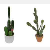 Cactus artificiel en plastique en pot, Bonsaï, plantes tropicales du désert pour la maison et le salon, vert, taille 17-18 pouces