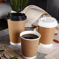 Gobelet en papier kraft écologique à double paroi personnalisable jetable pour le café et l'eau minérale tasses imprimées avec logo à emporter