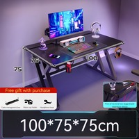 Bureau de jeu à domicile en fibre de carbone noir à deux sections, moderne et minimaliste, résistant à la saleté et robuste pour les chambres et les salles d'étude