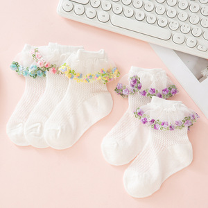 아동 여름 얇은 레이스 양말 0-3세 여아 중목 양말 메쉬 공주 아기 양말 - Product Image 5