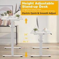 Petit bureau électrique double réglable en hauteur avec 4 mémoires, table d'étude ergonomique assis-debout pour le bureau à domicile