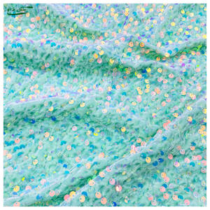 Tessuto in Velluto Elasticizzato con Paillettes e Ricami di Lusso, 100% <span class=keywords><strong>Cotone</strong></span> per Abiti da Sposa e Cerimonia - Product Image 2