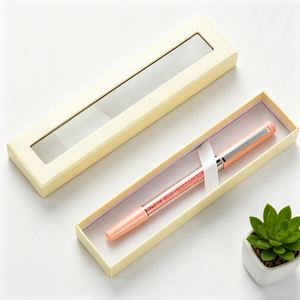Boîte d'emballage personnalisée avec fenêtre en papier pour stylo de nettoyage de vitres, insert en ruban pour écriture, cadeau, plusieurs couleurs disponibles - Product Image 1