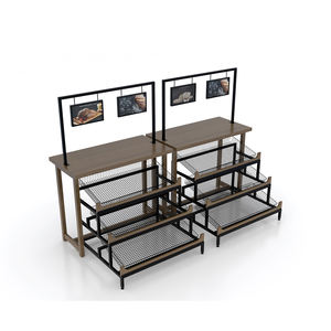 Estante para pan de acero y madera maciza de alta calidad, montaje en suelo HBE de alto brillo con estantes traseros para supermercados, duradero y duradero - Product Image 4