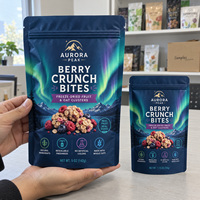 Sachets Doypack à Fermeture Zip Refermable, Qualité Alimentaire, Finition Mate, Impression Personnalisée, Design Moderne, pour Baies Lyophilisées et Flocons d'Avoine, Pochette Autoportante