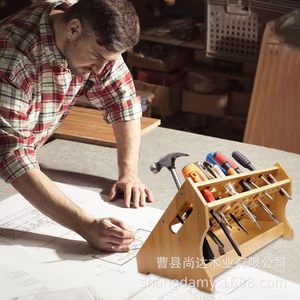 New wooden repair tool rack, multi-functional screwdriver and scissor storage rack, <b>desktop</b> organizer for repair tools - Product Image 2