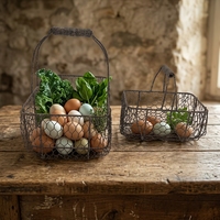 Panier en treillis métallique style ferme, organisateur en métal vieilli, multi-usages pour plateau de jardinage, rangement cuisine et salle de bain