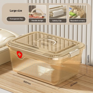 Boîte à médicaments en plastique de grande taille avec couvercle et compartiments, trousse de premiers secours familiale portable pour les urgences, livraison gratuite - Product Image 6