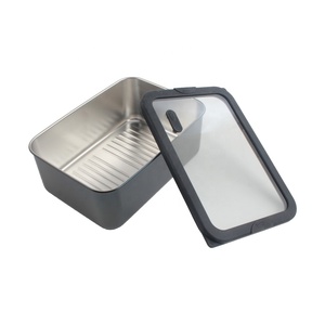 Container With Seal Lid Stackable Leak Proof Airtight Single <b>Compartment</b> Stainless Steel Rectangle Food Storage - Product Image 6