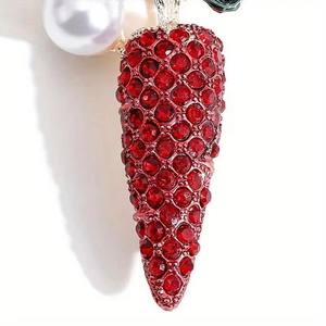 Perle Strass Carotte Broche Femme Cent Tempérament Fruits et Légumes Pins Robe Manteau Corsage - Product Image 5