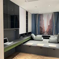 Ensembles de meubles de salon modernes personnalisés, bibliothèque combinée avec bureau pour appartement