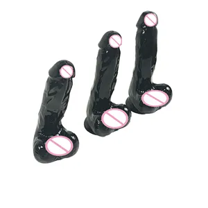 Dildo US $0.99, contoh gratis, Dildo hitam untuk pemula, 7 inci Dildo g-spot, Penis fleksibel dengan cangkir hisap