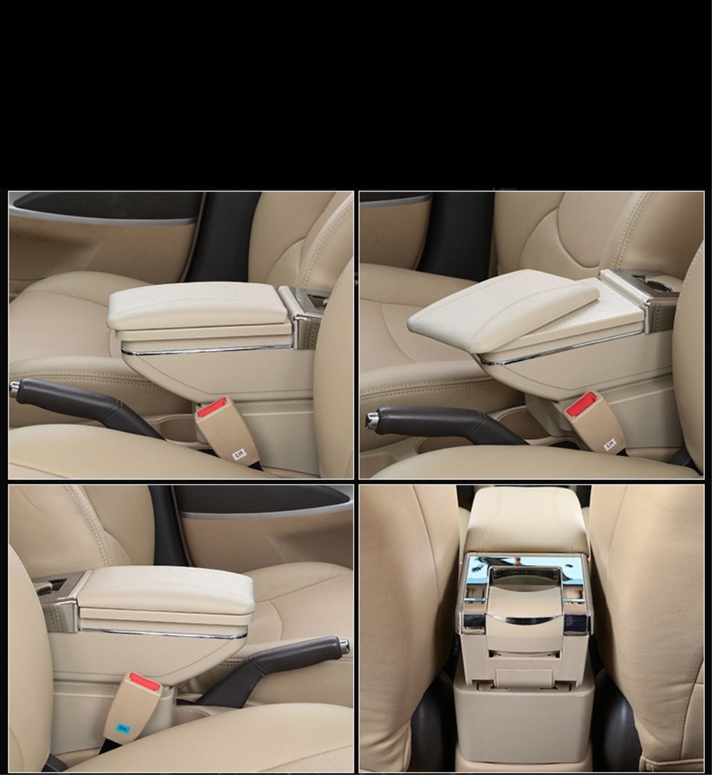 Accoudoir central pour Toyota Yaris-Vitz - avec compartiment - rembourré - cuir-synthétique - noir avec des coutures rouges Accoudoir central pour Toyota Yaris-Vitz - avec compartiment - rembourré - cuir-synthétique - noir avec des coutures rouges
