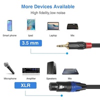 3,5 mm 1/8 TRS Erkek - Çift XLR Dişi Koaksiyel Bükümlü Çift PVC Altın Kaplama Stereo Ses Kablosu (Mikrofon, Hoparlör, Amfi için)