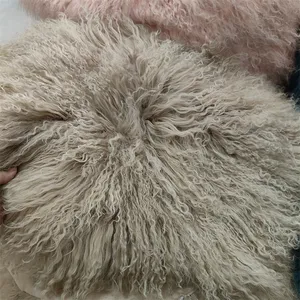 Real Mongolian Lamb Fur Pelts Travel Pillow For Driving