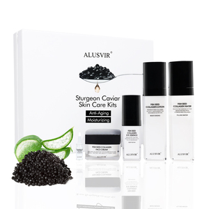 Set di Cura della Pelle Coreano OEM con Caviale di Storione Biologico, Detergente Viso Sbiancante Anti-Età, Siero, Lozione, Crema e Siero per Occhi - Product Image 1