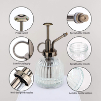 Pulvérisateur à plantes en verre de style vintage 200 ml, bouteille de pulvérisation haute pression pour jardinage d'intérieur, outil d'arrosage manuel, élément décoratif