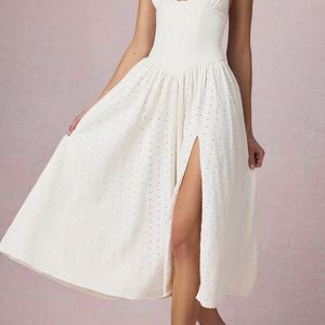 Vestido Midi de Verano Ecológico y Transpirable para Mujer, Elegante, con Cuello Halter, Color Sólido, Casual, con Parches, Vestido Largo para Otoño - Product Image 2