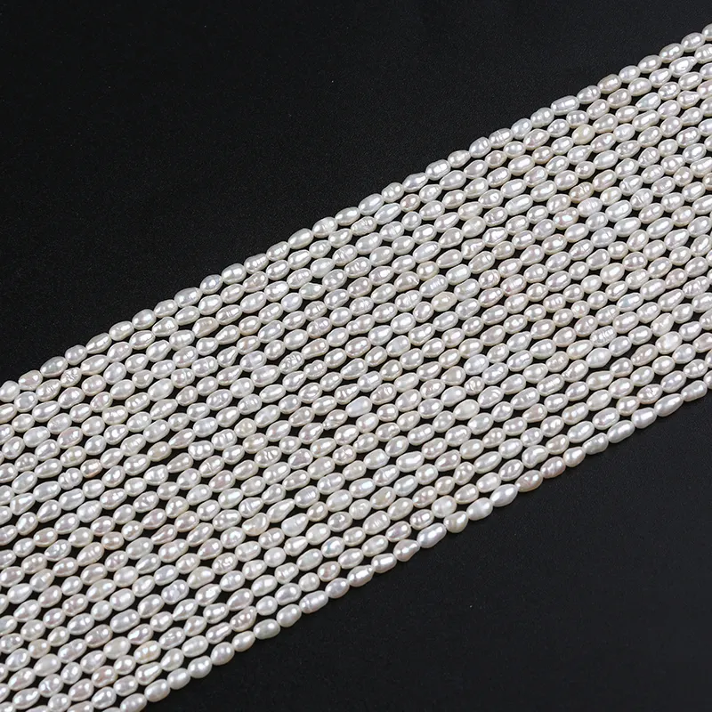 2-3mm AAA AA A natural white tiny loose beads real freshwater rice pearl strand