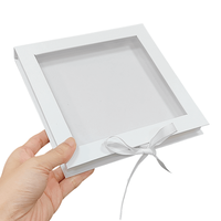 Boîte cadeau carrée de luxe avec logo personnalisé, en carton rigide, fermeture magnétique, avec couvercle à rabat et fenêtre en PVC transparent