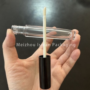 ISMAN Nouveau Contenant de Rouge à Lèvres Liquide Noir 5ml avec Bouchon Doré, Tubes Ronds Vides pour Brillant à Lèvres, Bouteille Carrée avec Bouchon à Vis et Pinceau - Product Image 3