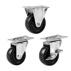 Schwarzes 1,5 2 Zoll Universal <span class=keywords><strong>Caster</strong></span> Weich gummi rad mit Edelstahls cheibe für Möbel lager Kleine Rad schraube - Product Image 2